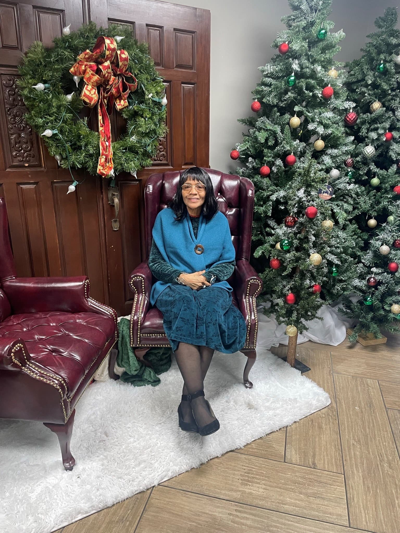 By the Christmas tree