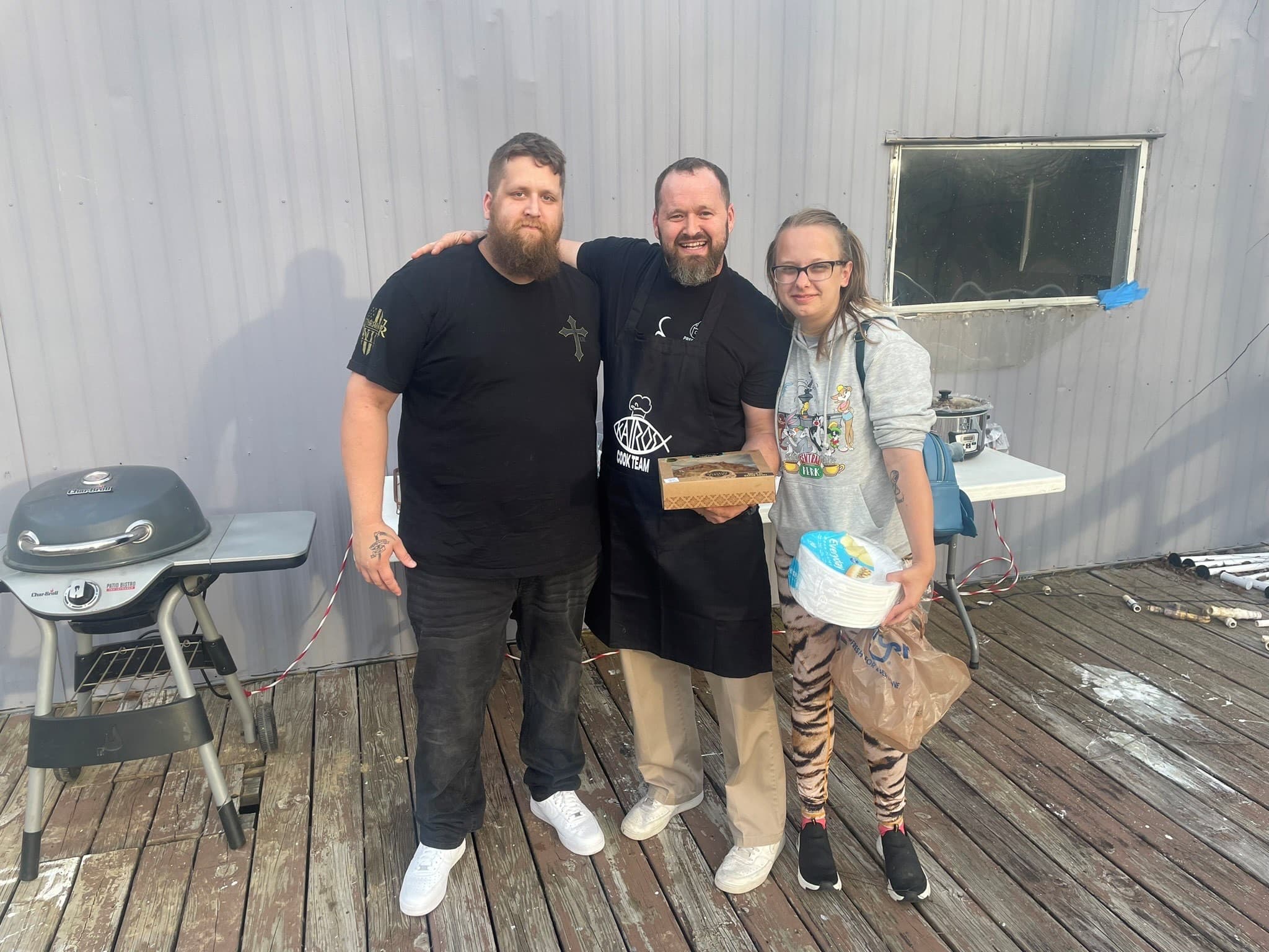 Outdoor cookout with fresh bread