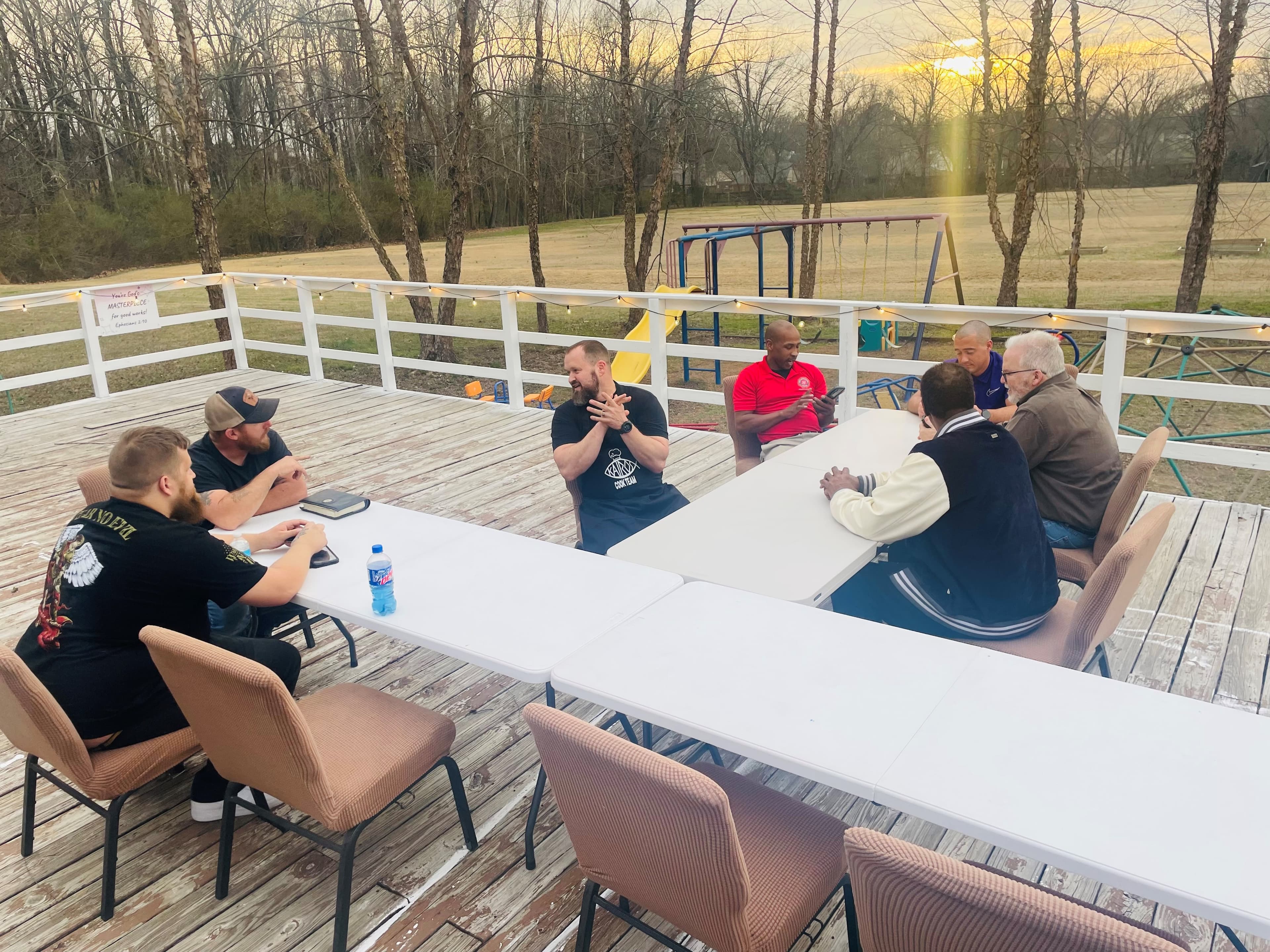 Sunset deck meeting