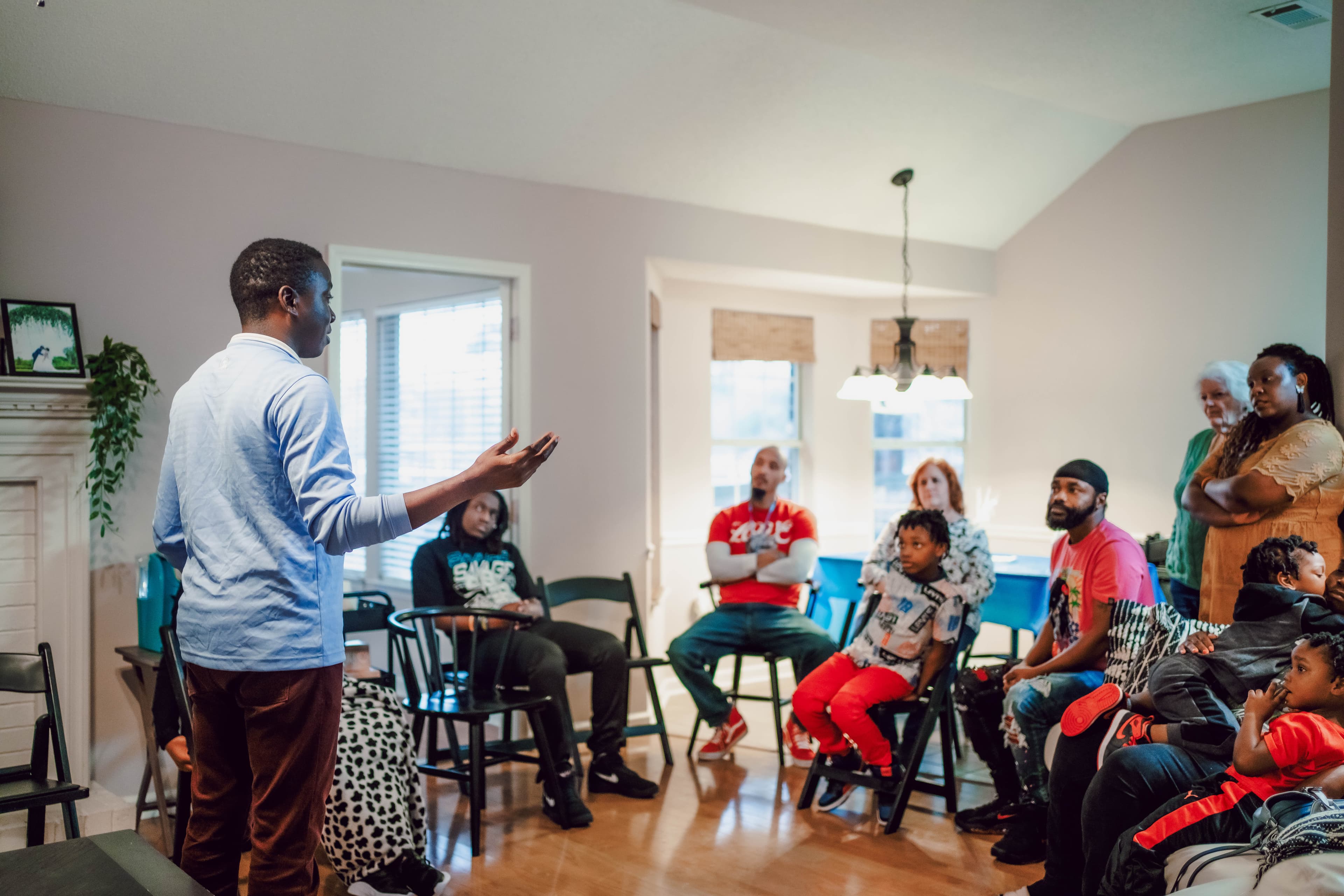 Pastor teaching in the front room